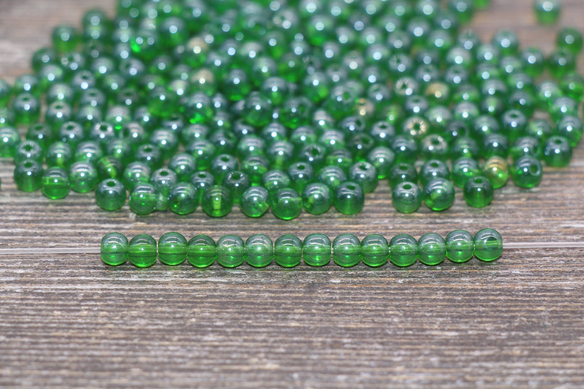 Round Transparent Green Glass Beads, 4mm Glass Round Seed Beads, Glossy Green Seed Beads, Beading Supplies #2170