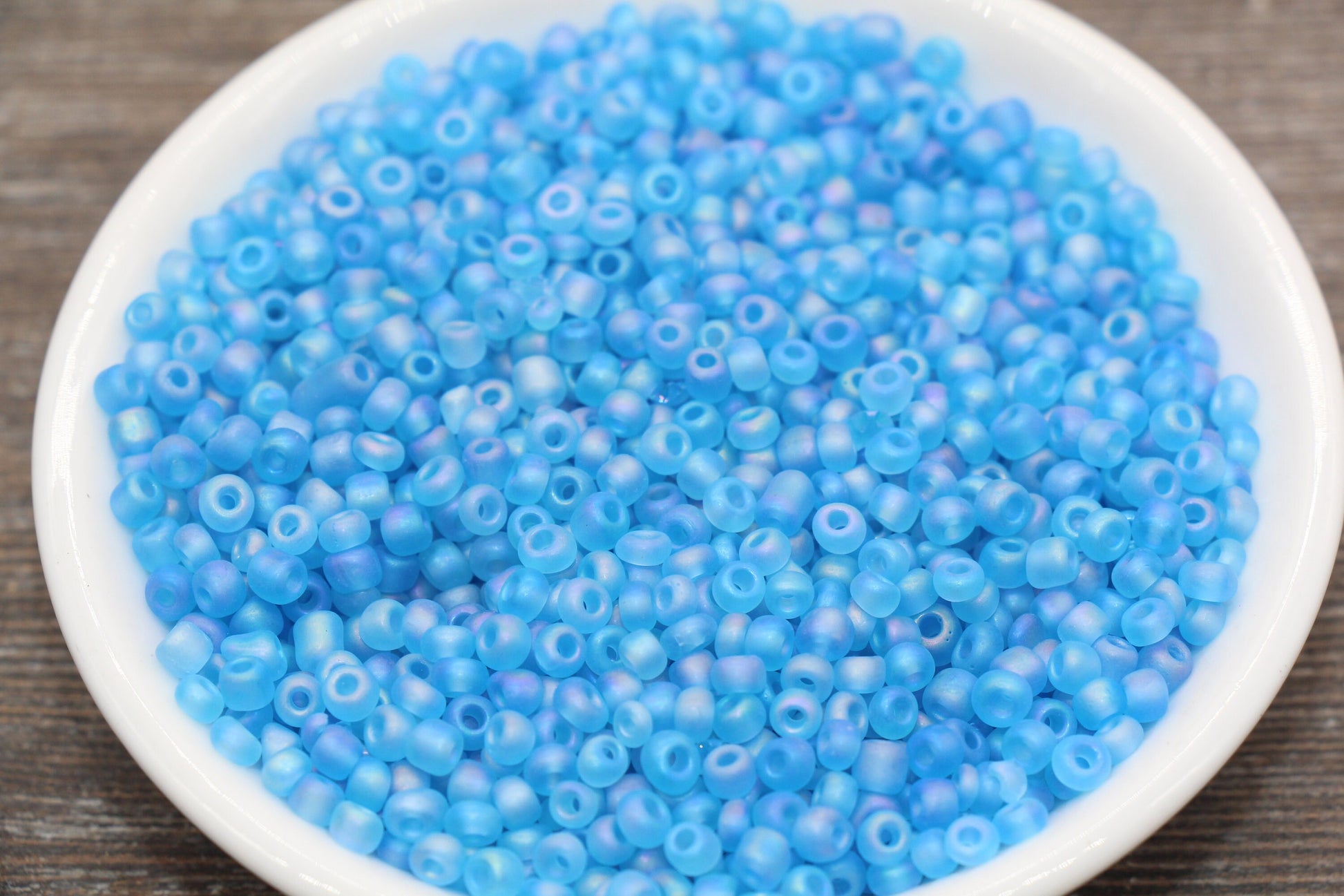 Matte Iridescent Glass Seed Beads, 4mm 6/0 Glass Round Seed Beads, Matte Blue AB Seed Beads, Rocailles Beads, Beading Supplies #1168