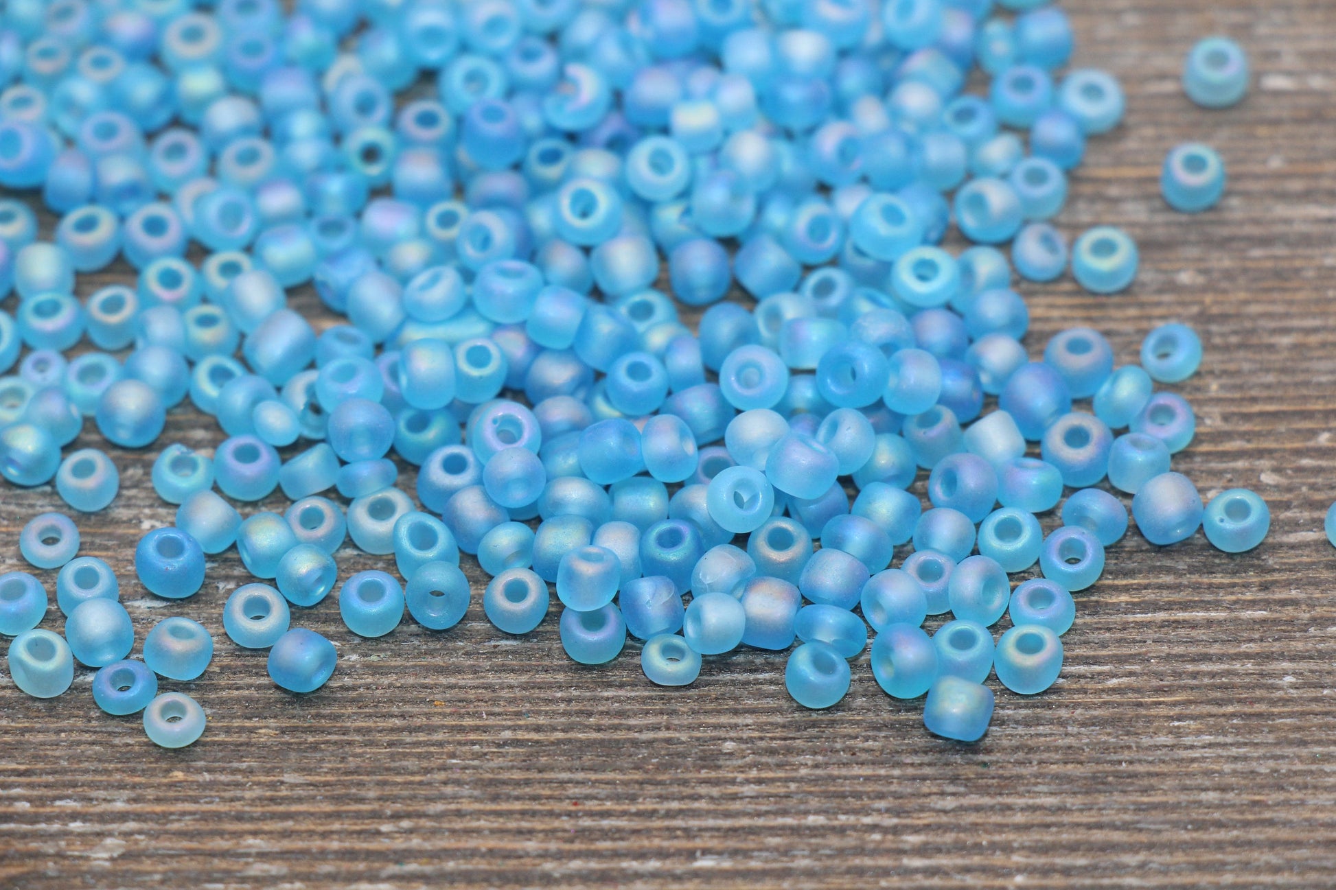 Matte Iridescent Glass Seed Beads, 4mm 6/0 Glass Round Seed Beads, Matte Blue AB Seed Beads, Rocailles Beads, Beading Supplies #1168