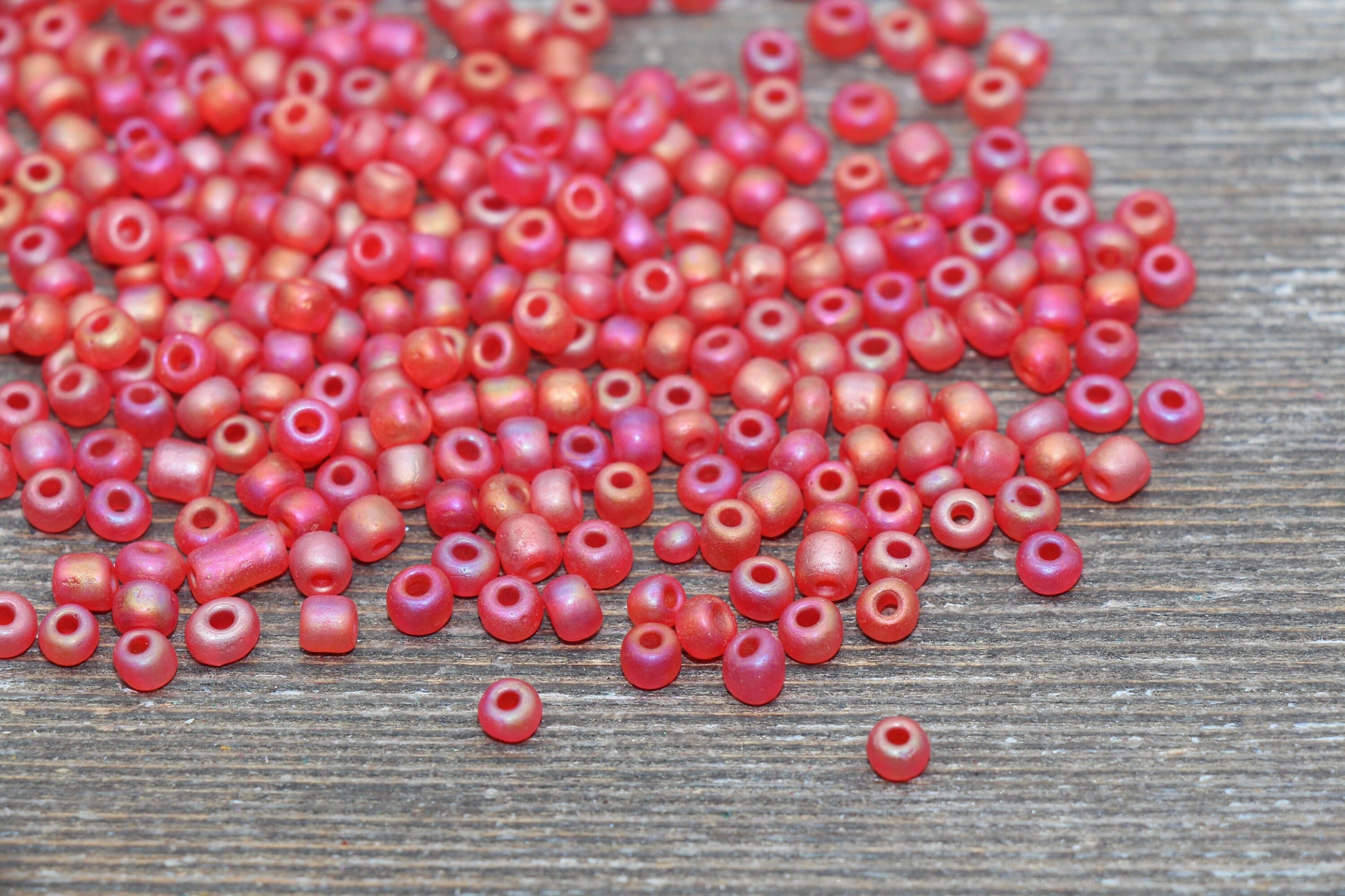 Matte Iridescent Glass Seed Beads, 4mm 6/0 Glass Round Seed Beads, Matte Pink AB Seed Beads, Rocailles Beads, Beading Supplies #1179
