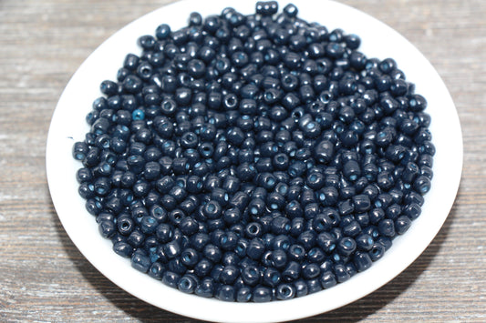 Glass Seed Beads, 4mm 6/0 Glass Round Seed Beads, Deep Navy Blue Opaque Seed Beads, Rocailles Beads, Beading Supplies #1625