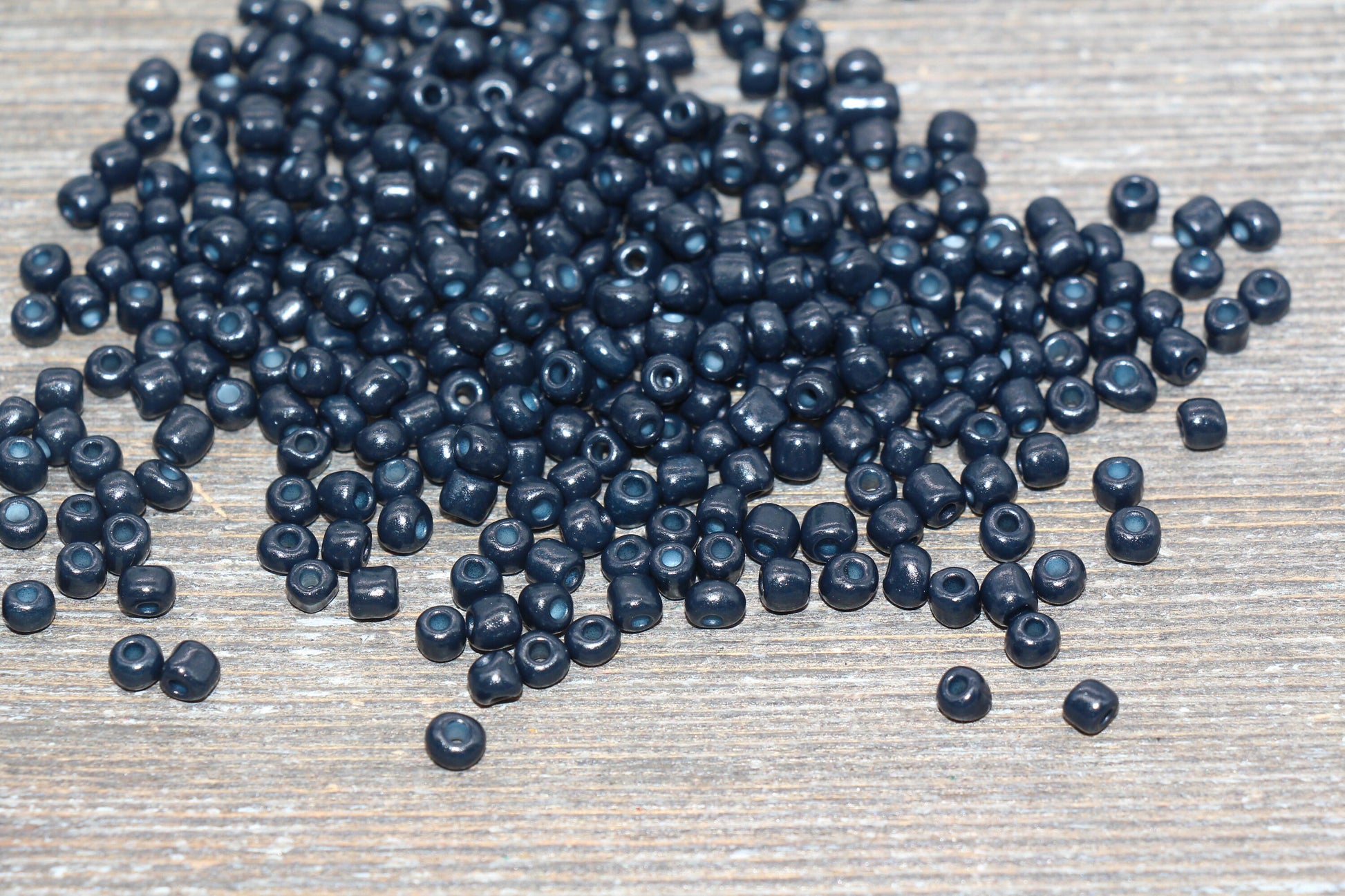 Glass Seed Beads, 4mm 6/0 Glass Round Seed Beads, Deep Navy Blue Opaque Seed Beads, Rocailles Beads, Beading Supplies #1625