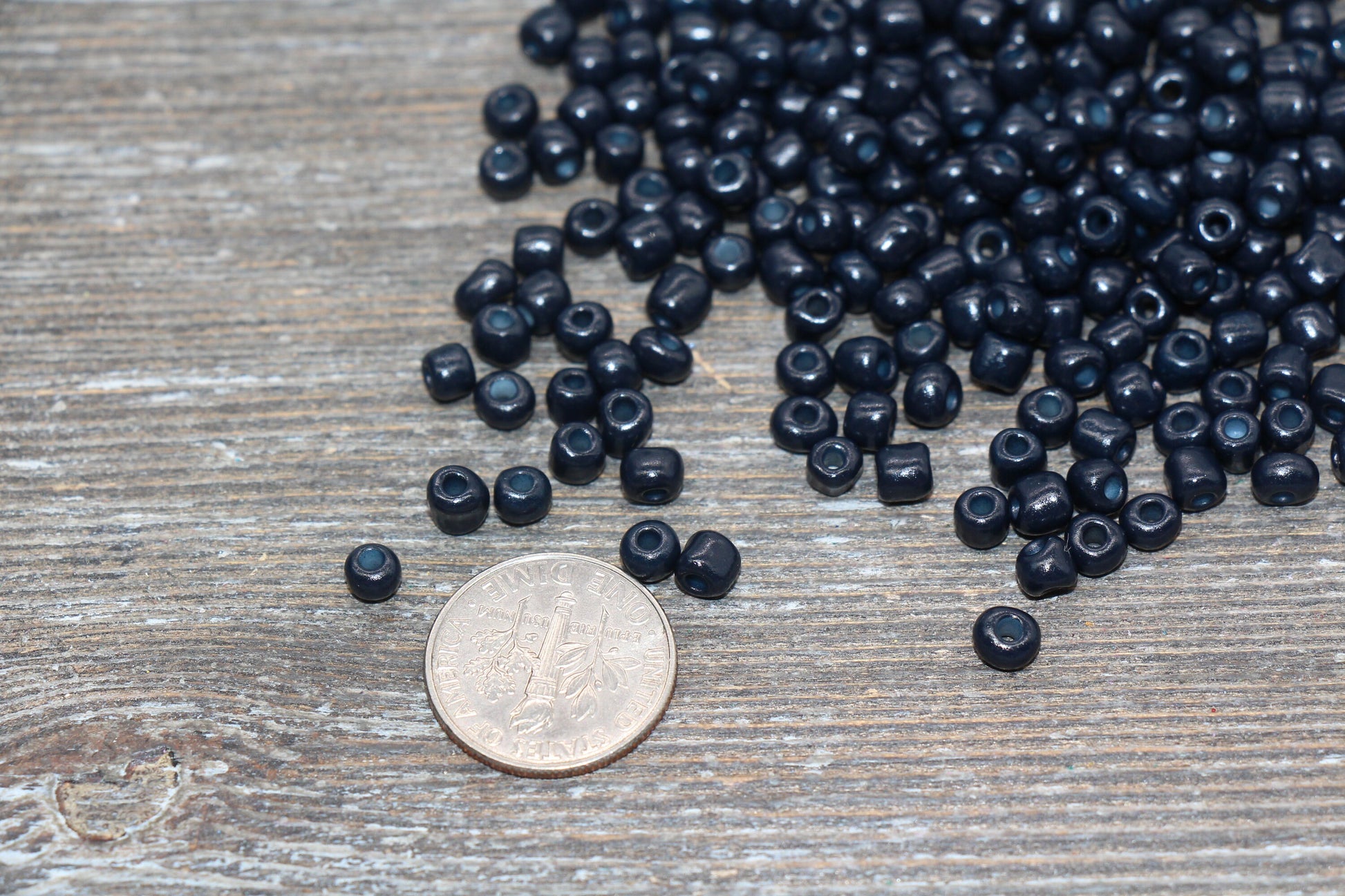Glass Seed Beads, 4mm 6/0 Glass Round Seed Beads, Deep Navy Blue Opaque Seed Beads, Rocailles Beads, Beading Supplies #1625
