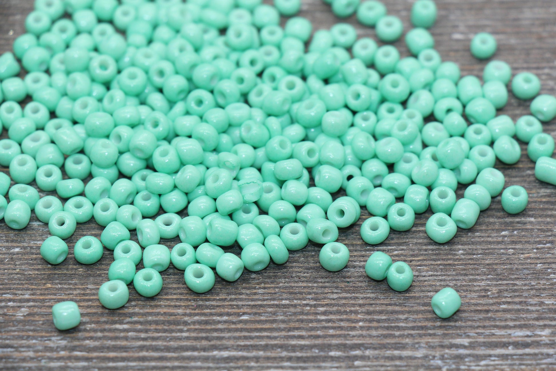 Glass Seed Beads, 4mm 6/0 Glass Round Seed Beads, Mint Green Opaque Seed Beads, Rocailles Beads, Beading Supplies #1548
