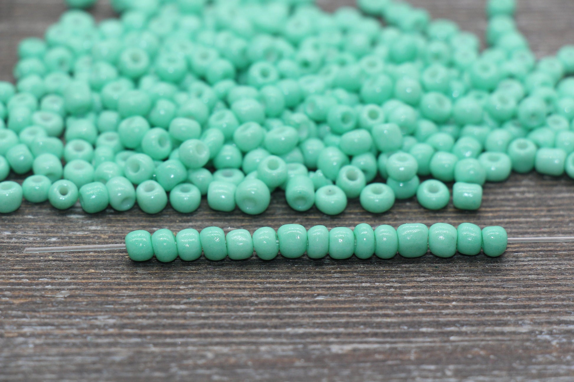 Glass Seed Beads, 4mm 6/0 Glass Round Seed Beads, Mint Green Opaque Seed Beads, Rocailles Beads, Beading Supplies #1548