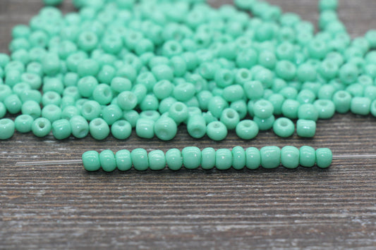 Glass Seed Beads, 4mm 6/0 Glass Round Seed Beads, Mint Green Opaque Seed Beads, Rocailles Beads, Beading Supplies #1548