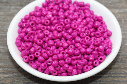 5mm Magenta Glass Seed Beads, Size 3/0 Magenta Opaque Czech Seed Beads, Rocailles Beads, Bead Bracelet, Beading Supplies #1285