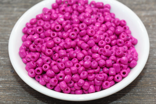 5mm Magenta Glass Seed Beads, Size 3/0 Magenta Opaque Czech Seed Beads, Rocailles Beads, Bead Bracelet, Beading Supplies #1285