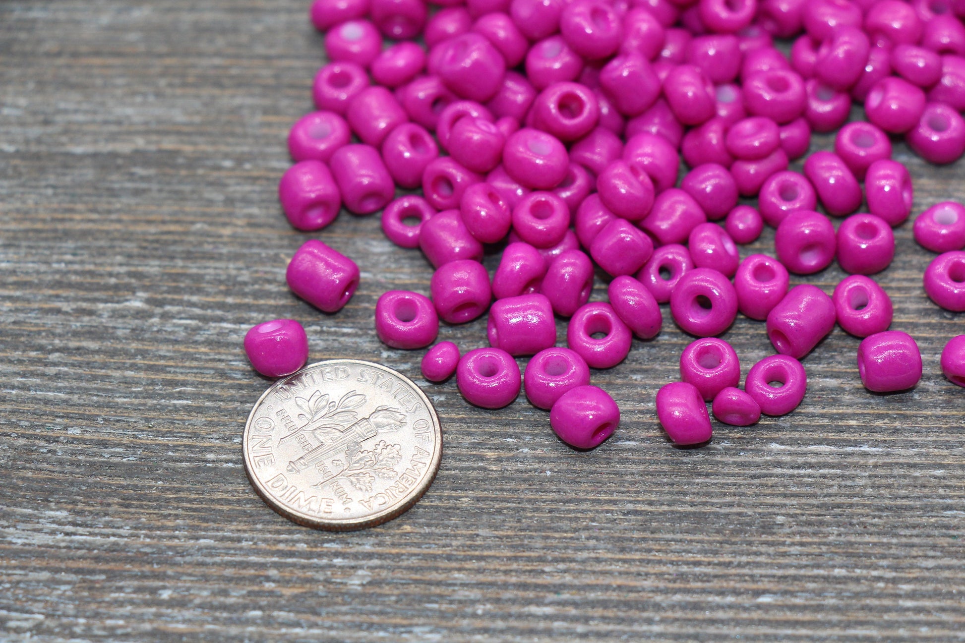 5mm Magenta Glass Seed Beads, Size 3/0 Magenta Opaque Czech Seed Beads, Rocailles Beads, Bead Bracelet, Beading Supplies #1285