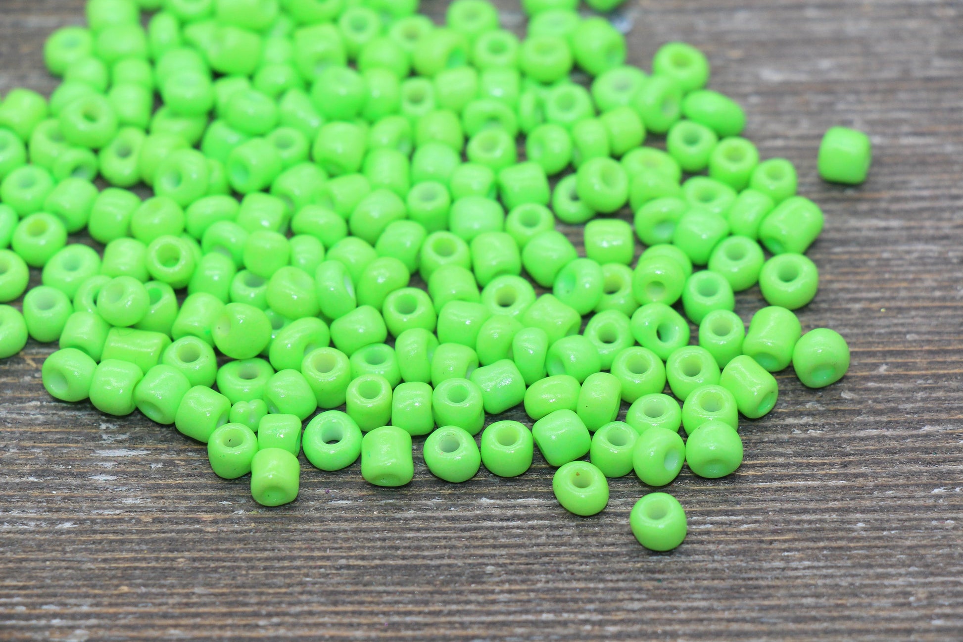 5mm Green Glass Seed Beads, Size 3/0 Green Opaque Czech Seed Beads, Rocailles Beads, Bead Bracelet, Beading Supplies #1292