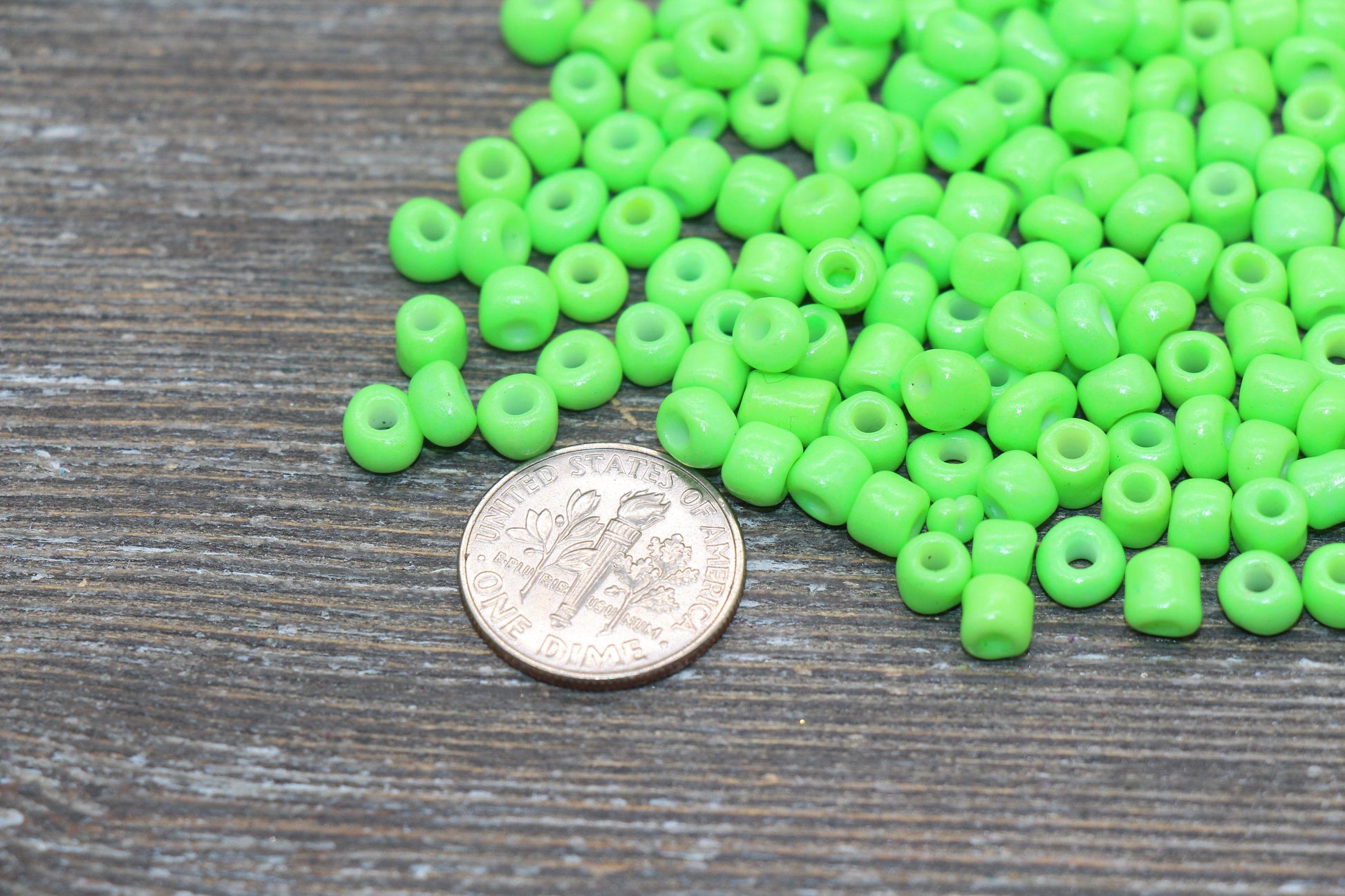 5mm Green Glass Seed Beads, Size 3/0 Green Opaque Czech Seed Beads, Rocailles Beads, Bead Bracelet, Beading Supplies #1292