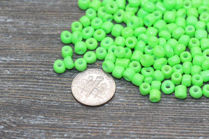 5mm Green Glass Seed Beads, Size 3/0 Green Opaque Czech Seed Beads, Rocailles Beads, Bead Bracelet, Beading Supplies #1292