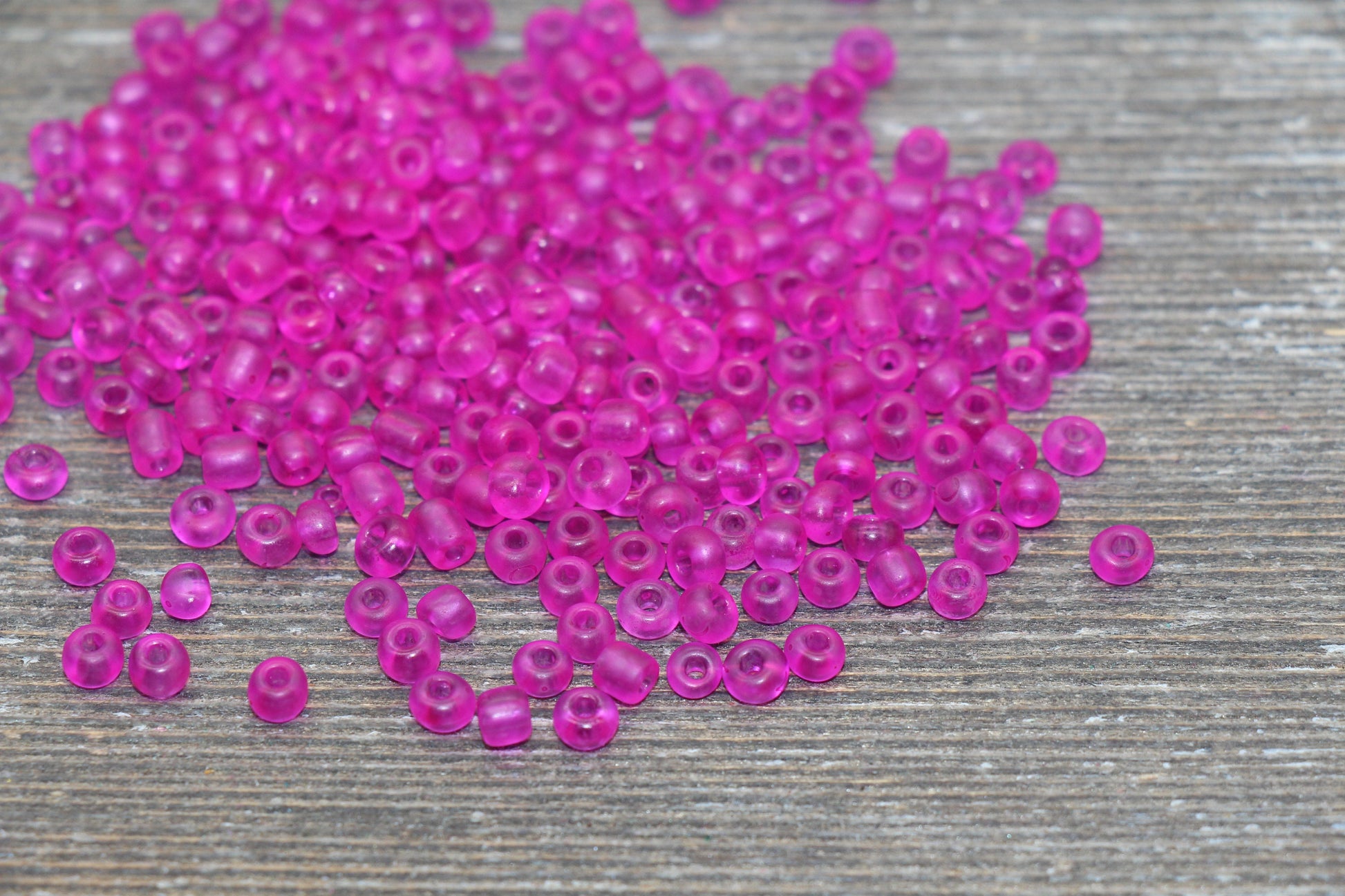 Matte Glass Seed Beads, 4mm 6/0 Glass Round Seed Beads, Matte Pink Trans Seed Beads, Rocailles Beads, Beading Supplies #1293