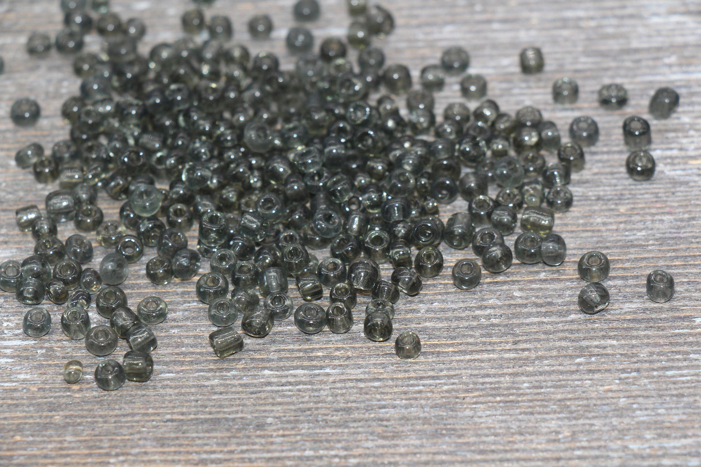 Transparent Glass Seed Beads, 4mm 6/0 Glass Round Seed Beads, Gray Trans Seed Beads, Rocailles Beads, Beading Supplies #1291