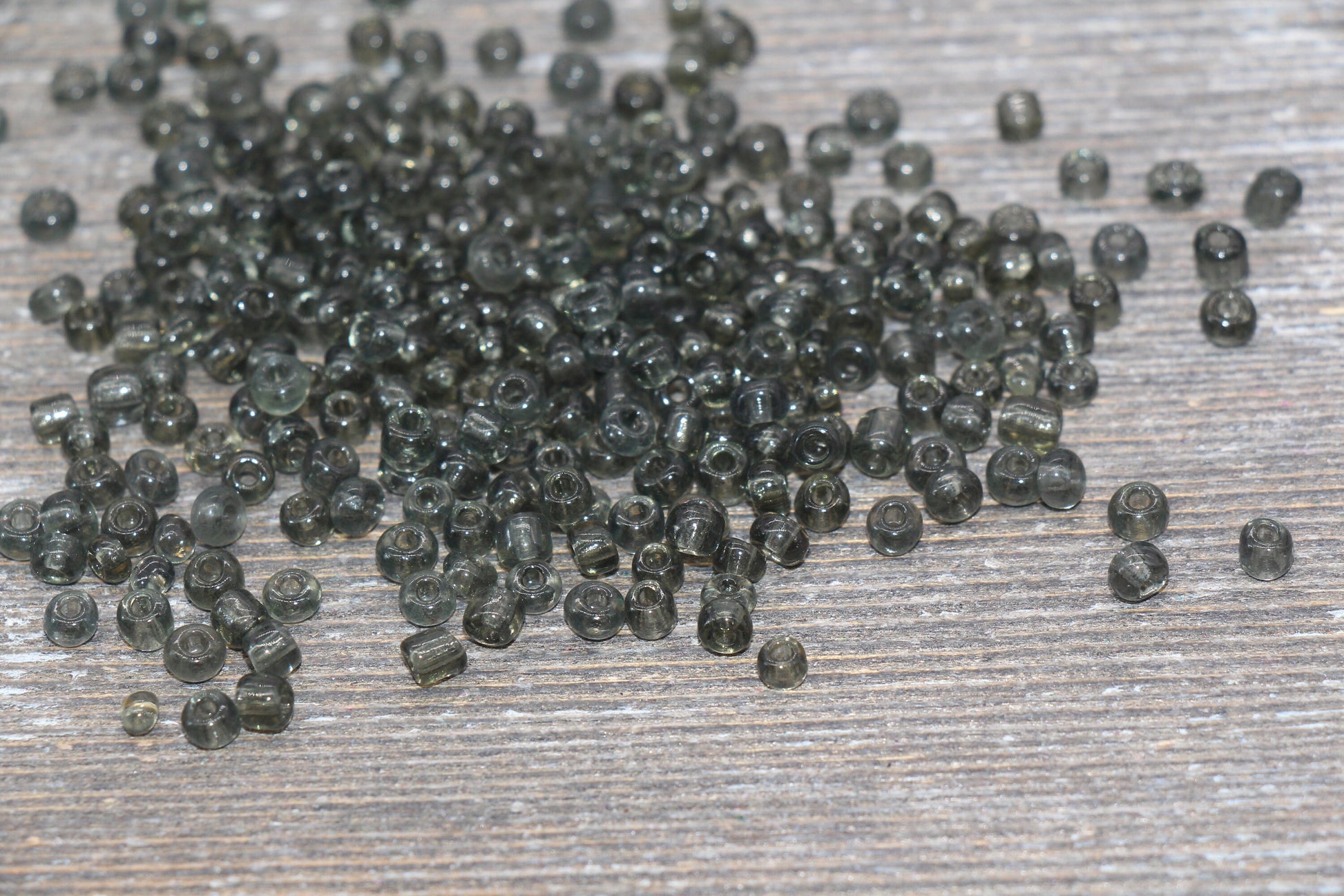 Transparent Glass Seed Beads, 4mm 6/0 Glass Round Seed Beads, Gray Trans Seed Beads, Rocailles Beads, Beading Supplies #1291
