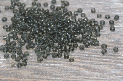 Transparent Glass Seed Beads, 4mm 6/0 Glass Round Seed Beads, Gray Trans Seed Beads, Rocailles Beads, Beading Supplies #1291