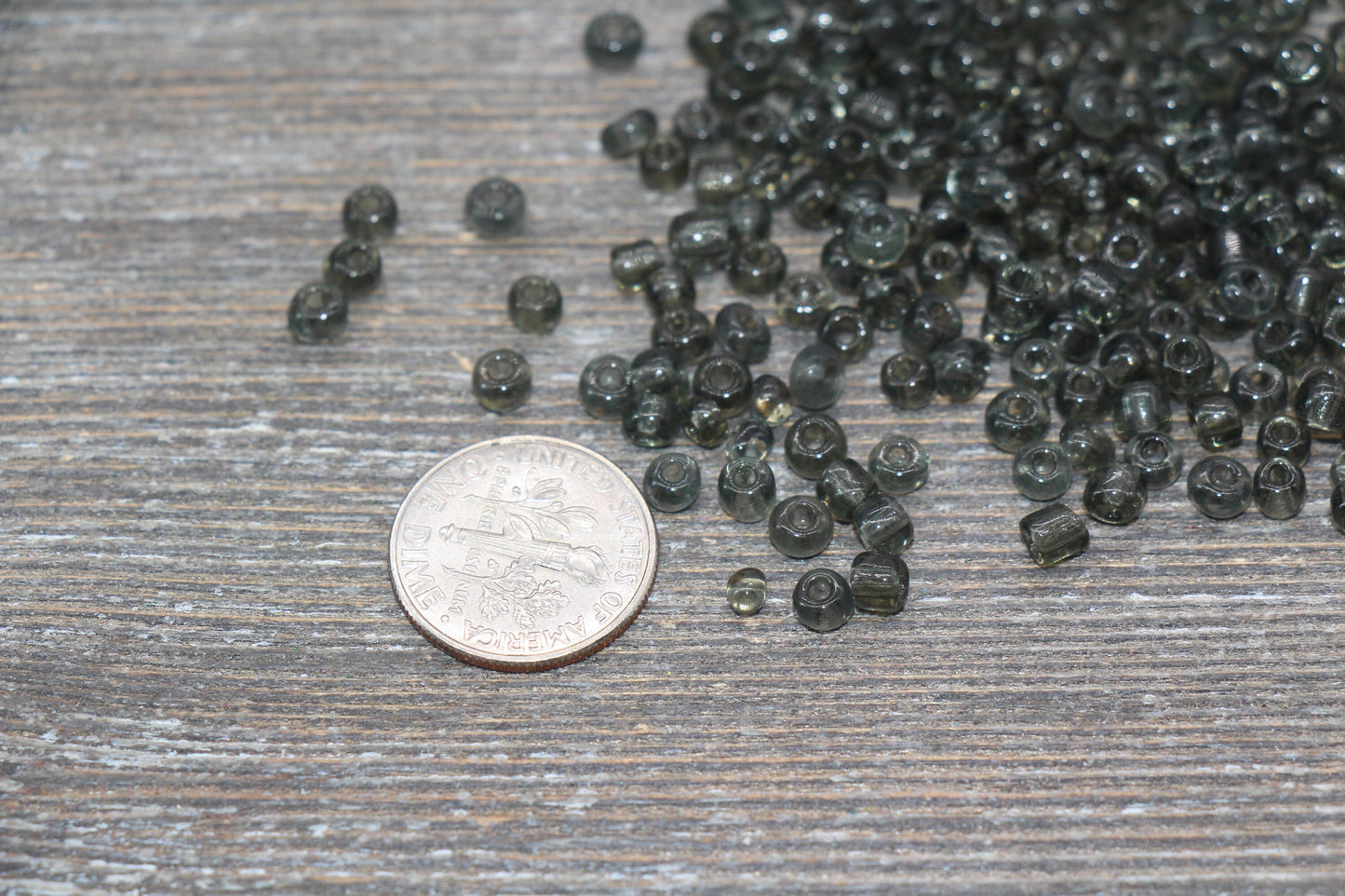 Transparent Glass Seed Beads, 4mm 6/0 Glass Round Seed Beads, Gray Trans Seed Beads, Rocailles Beads, Beading Supplies #1291