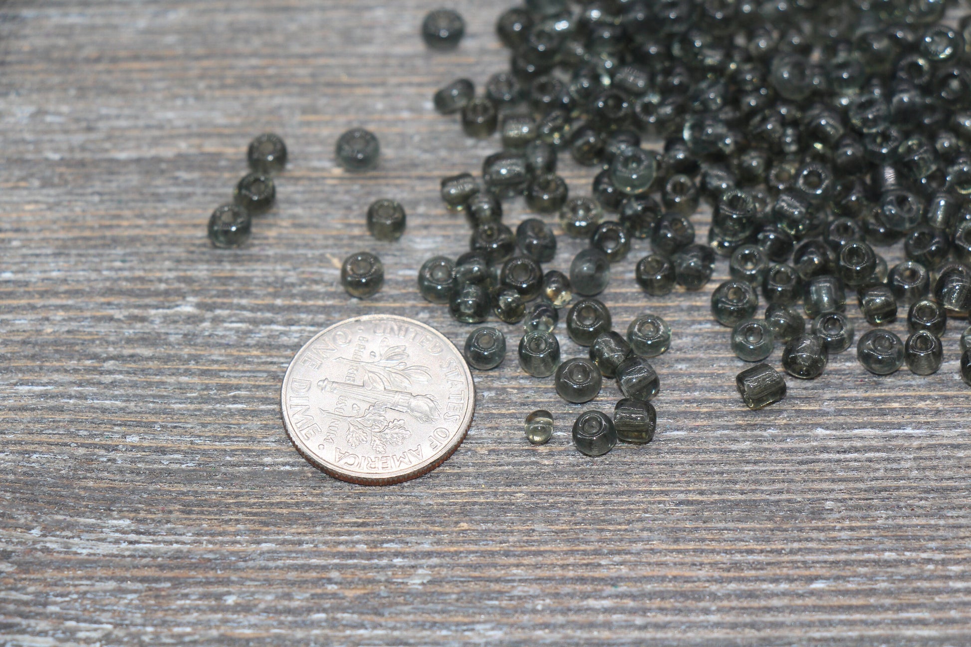 Transparent Glass Seed Beads, 4mm 6/0 Glass Round Seed Beads, Gray Trans Seed Beads, Rocailles Beads, Beading Supplies #1291
