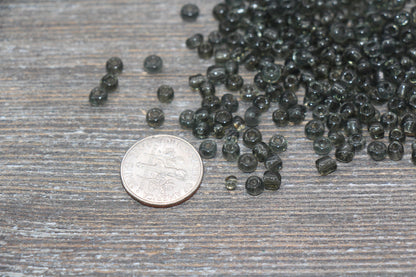 Transparent Glass Seed Beads, 4mm 6/0 Glass Round Seed Beads, Gray Trans Seed Beads, Rocailles Beads, Beading Supplies #1291