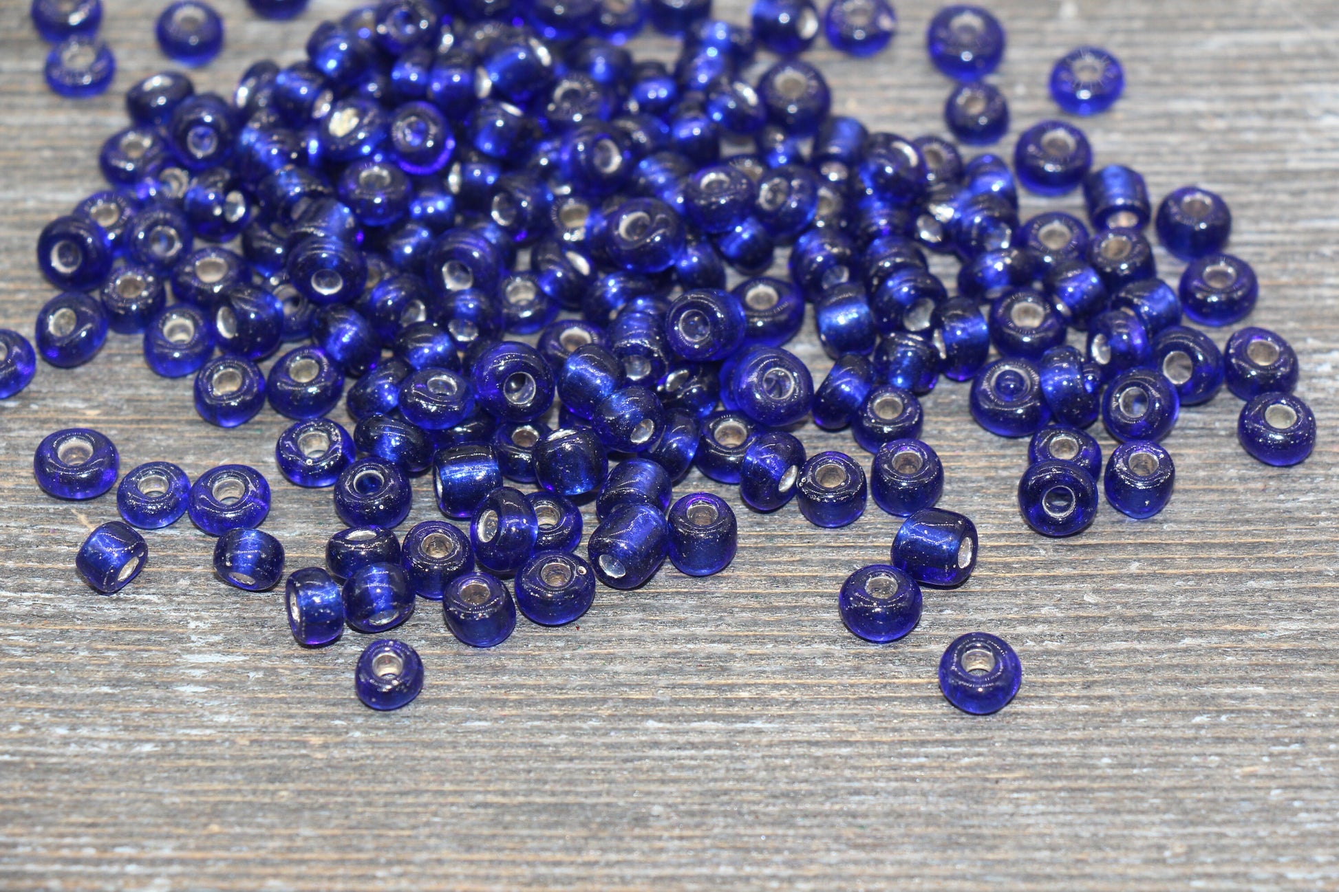 5mm Blue Transparent Glass Beads with Silver Lined, Blue Glass Round Beads, Rocailles Beads, Beading Supplies #1281