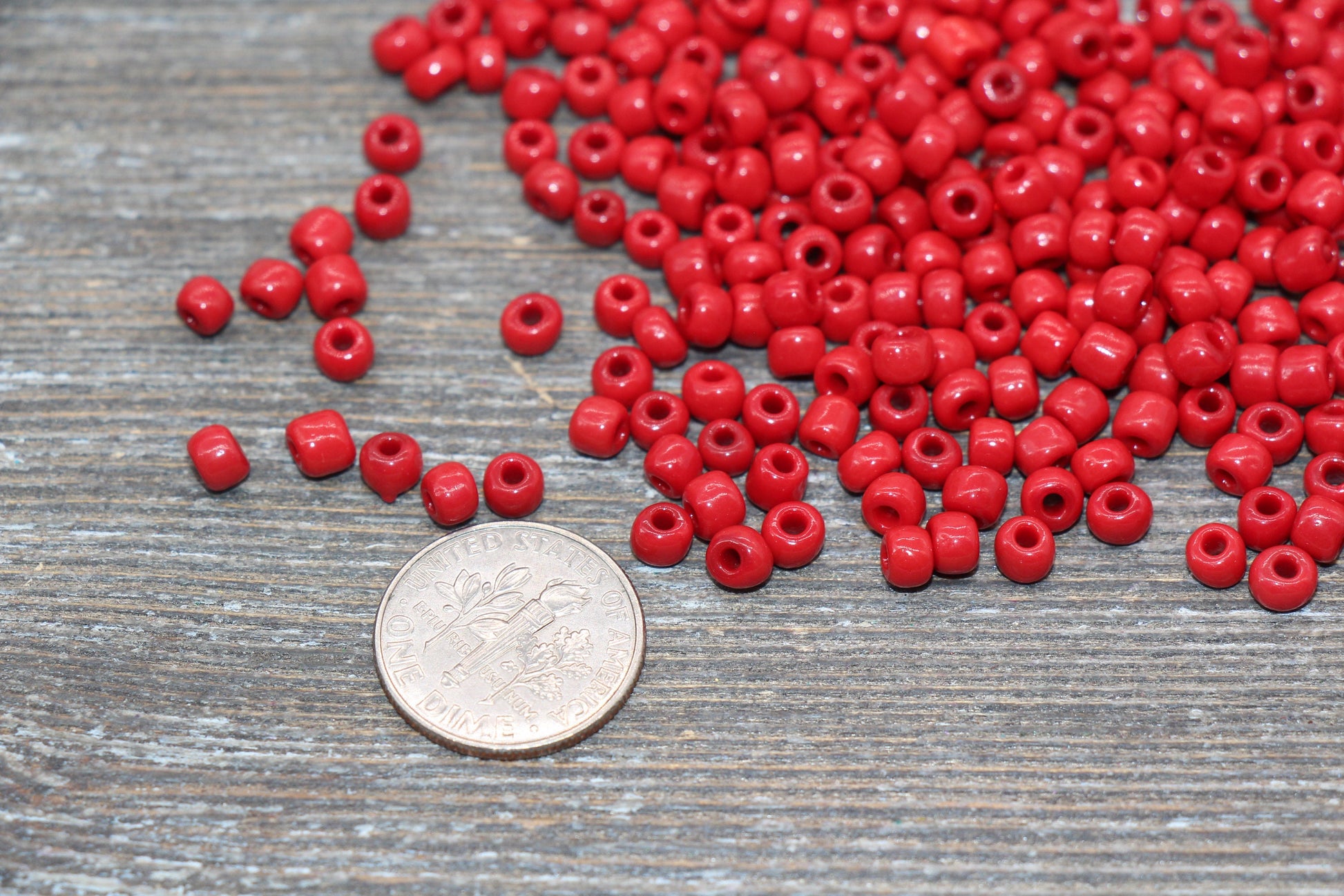 Glass Seed Beads, 4mm 6/0 Glass Round Seed Beads, Garnet Red Opaque Seed Beads, Rocailles Beads, Beading Supplies #1284