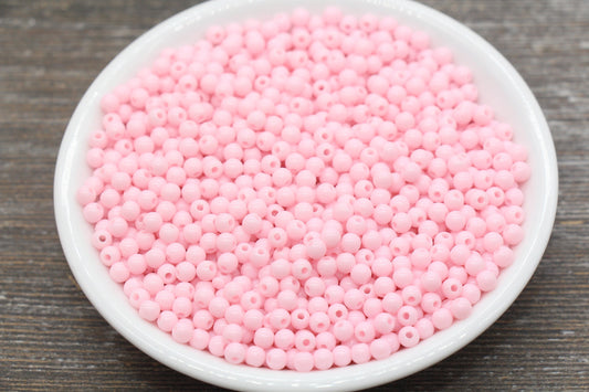 4mm Pink Round Beads, Acrylic Gumball Beads, Pink Round Spacer Beads, Bubblegum Beads, Plastic Round Smooth Bead #238