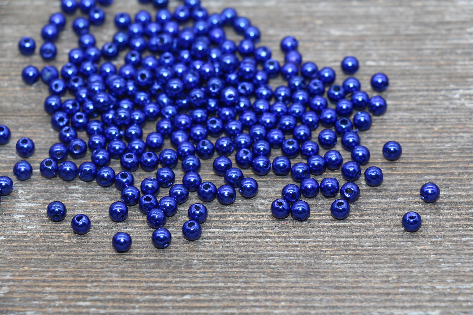 4mm Royal Blue Faux Pearl Beads, Royal Blue Faux Pearl Gumball Beads, Imitation Pearl Beads, Chunky Beads, Smooth Plastic Round Beads #2049