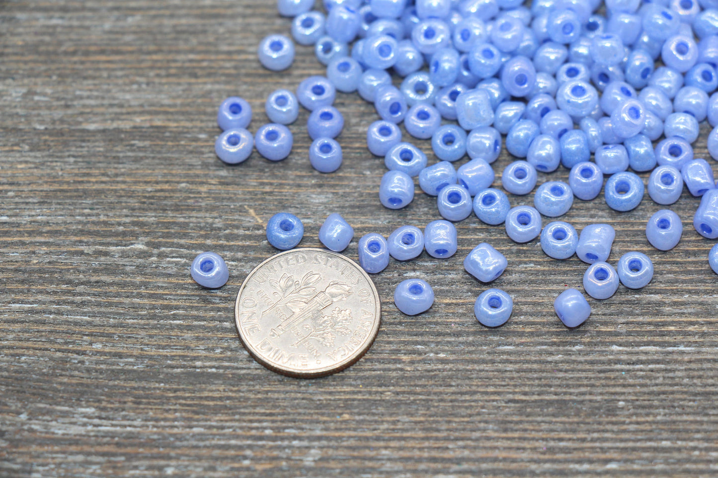 Creamy Glass Seed Beads, 4mm 6/0 Glass Round Seed Beads, Creamy Dusk Blue Seed Beads, Glossy Rocailles Beads, Beading Supplies #2068