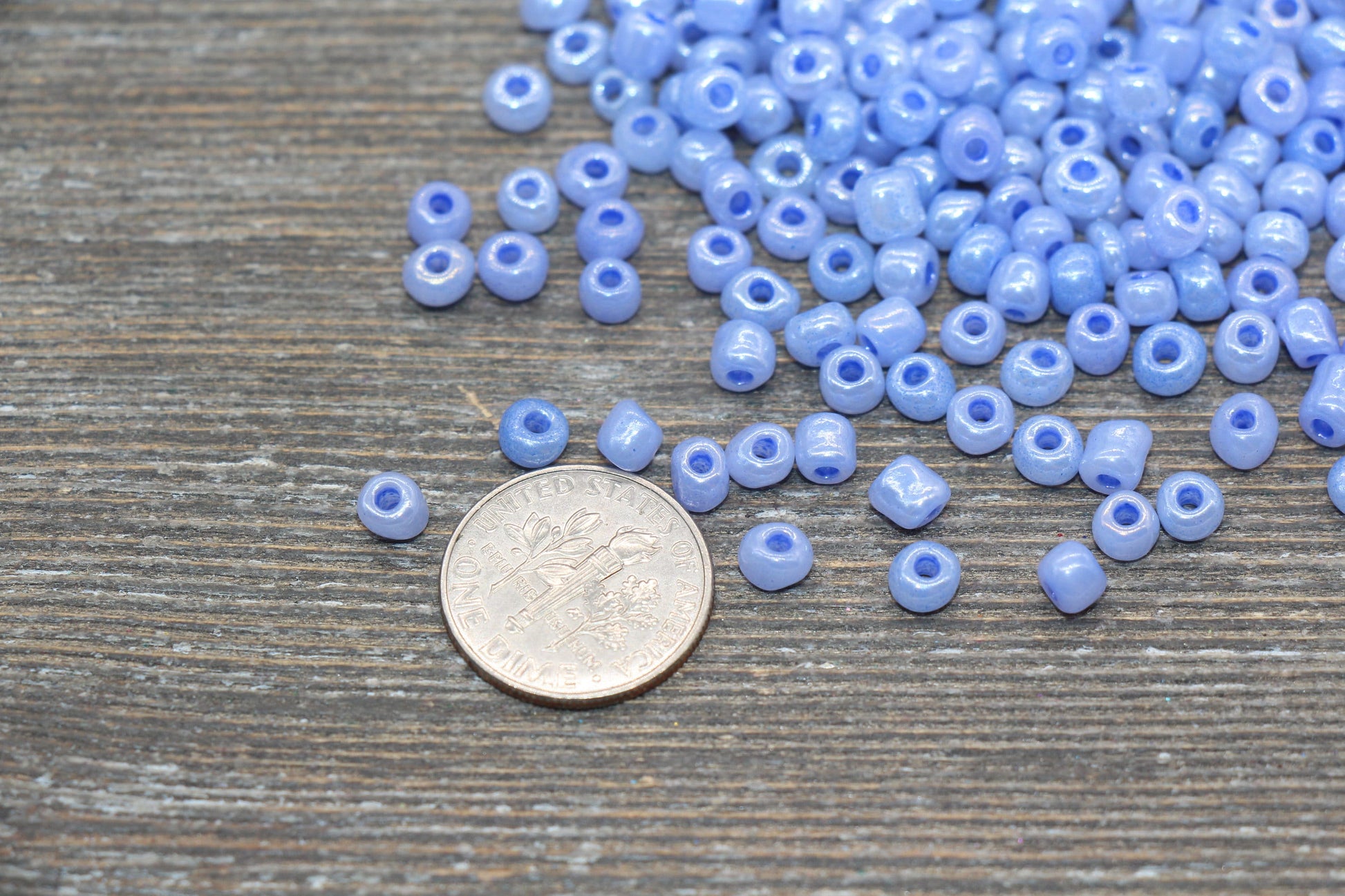 Creamy Glass Seed Beads, 4mm 6/0 Glass Round Seed Beads, Creamy Dusk Blue Seed Beads, Glossy Rocailles Beads, Beading Supplies #2068