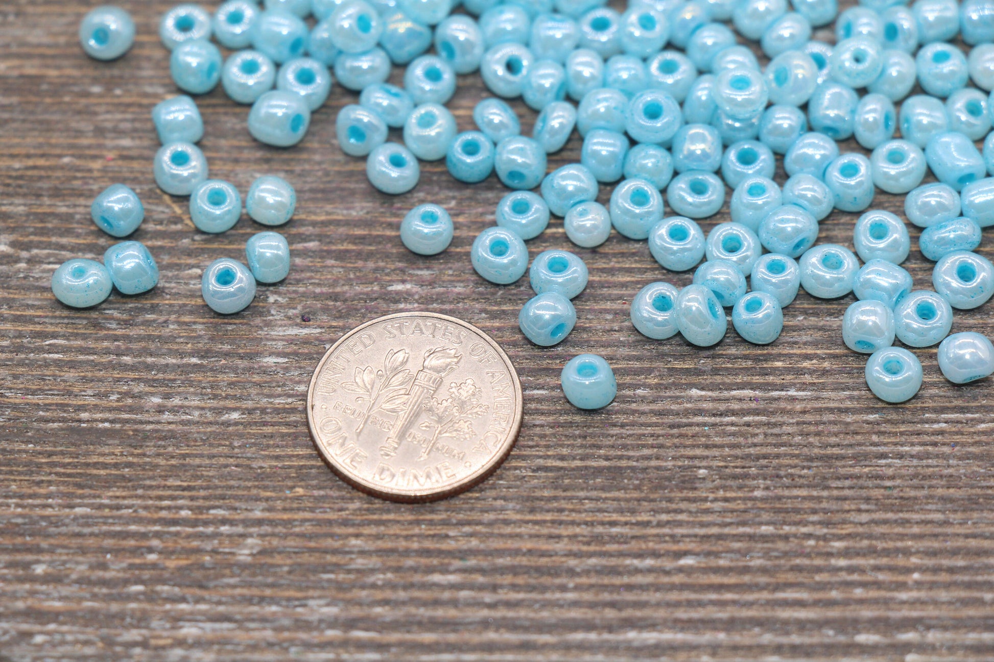 Creamy Glass Seed Beads, 4mm 6/0 Glass Round Seed Beads, Creamy Blue Seed Beads, Glossy Rocailles Beads, Beading Supplies #2071