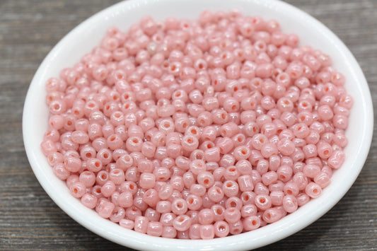 Creamy Glass Seed Beads, 4mm 6/0 Glass Round Seed Beads, Creamy Peach Seed Beads, Glossy Rocailles Beads, Beading Supplies #2075