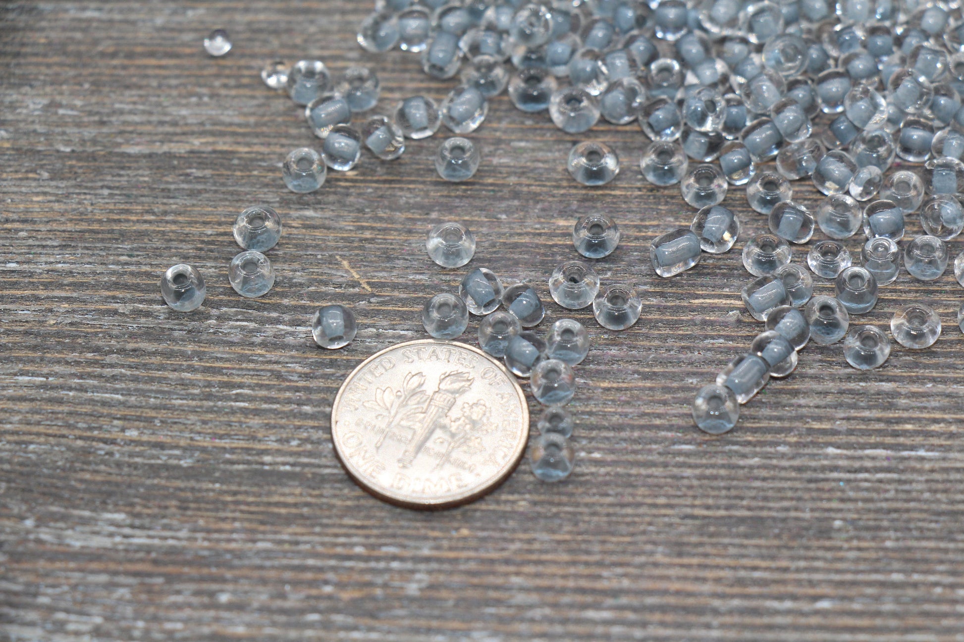 Transparent Glass Beads with Gray Lined, 4mm 6/0 Glass Round Beads, Gray Lined Seed Beads, Rocailles Beads, Beading Supplies #2085