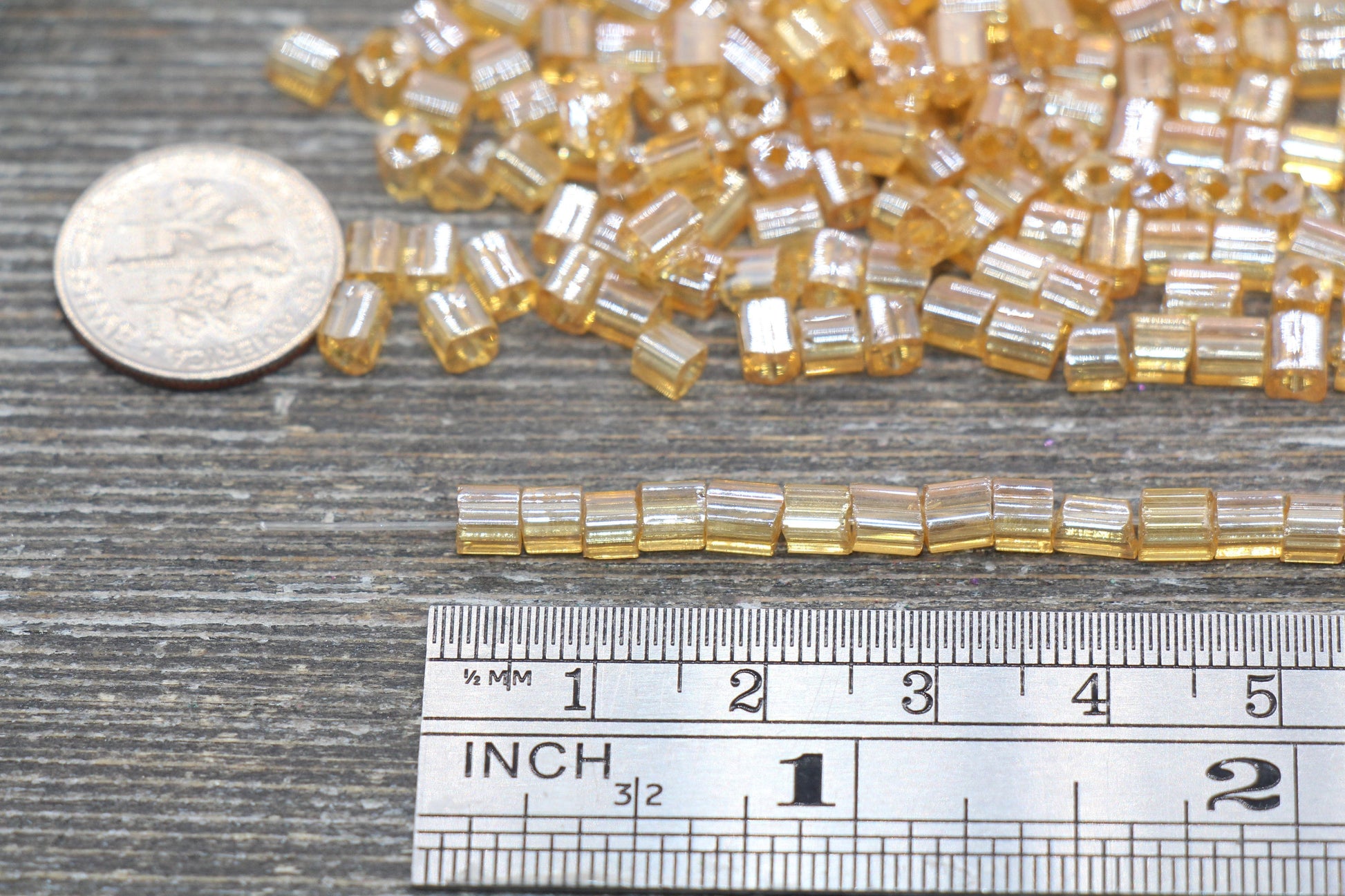 Glossy Square Glass Beads, 4mm Cube Glass Beads, Shinny Glass Bead, Transparent Light Orange Square Seed Beads, Beading Supplies #2128