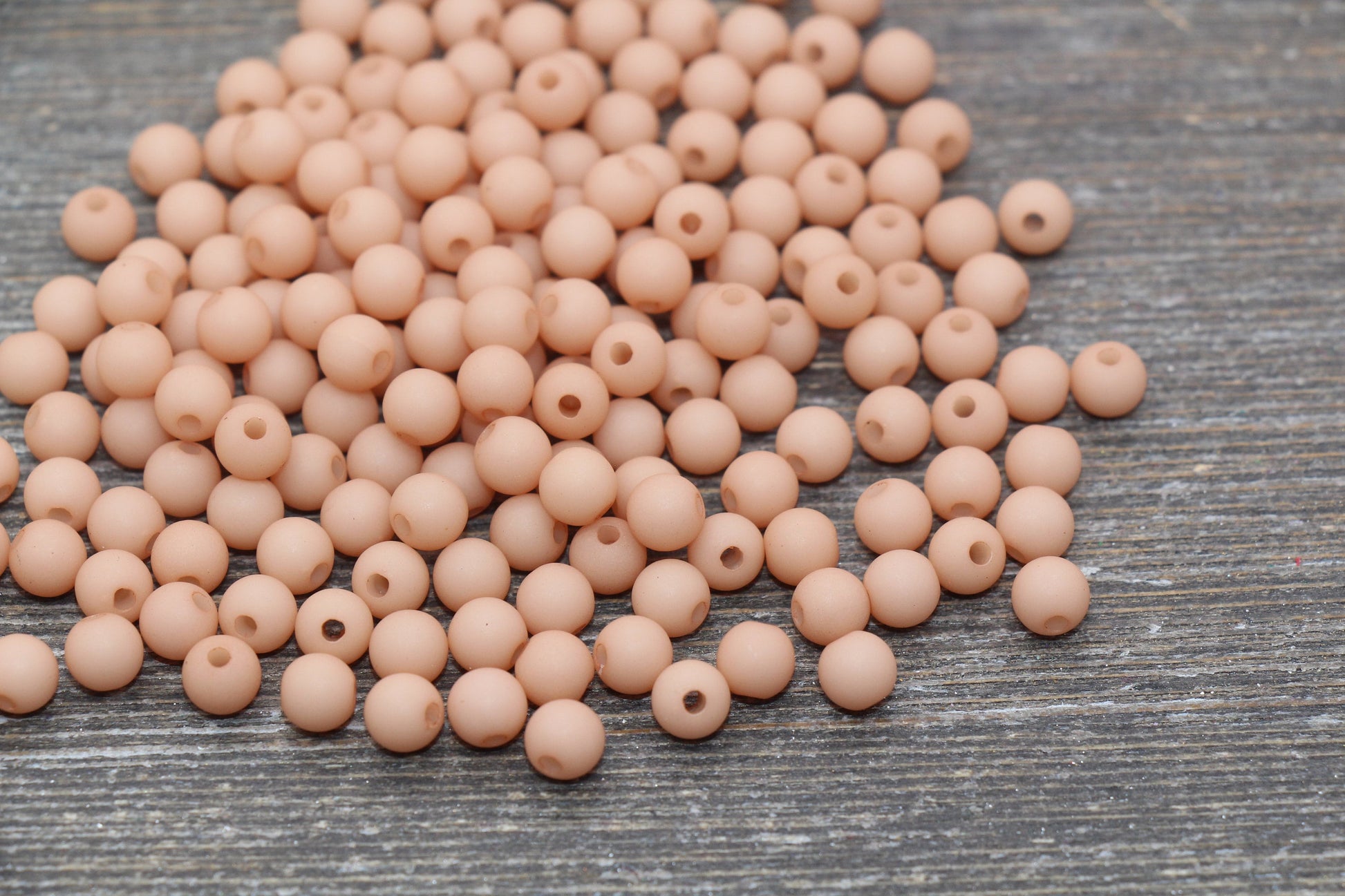 6mm Matte Dusty Peach Gumball Beads, Round Acrylic Loose Beads, Matte Bubblegum Beads, Chunky Beads, Round Plastic Beads #2191