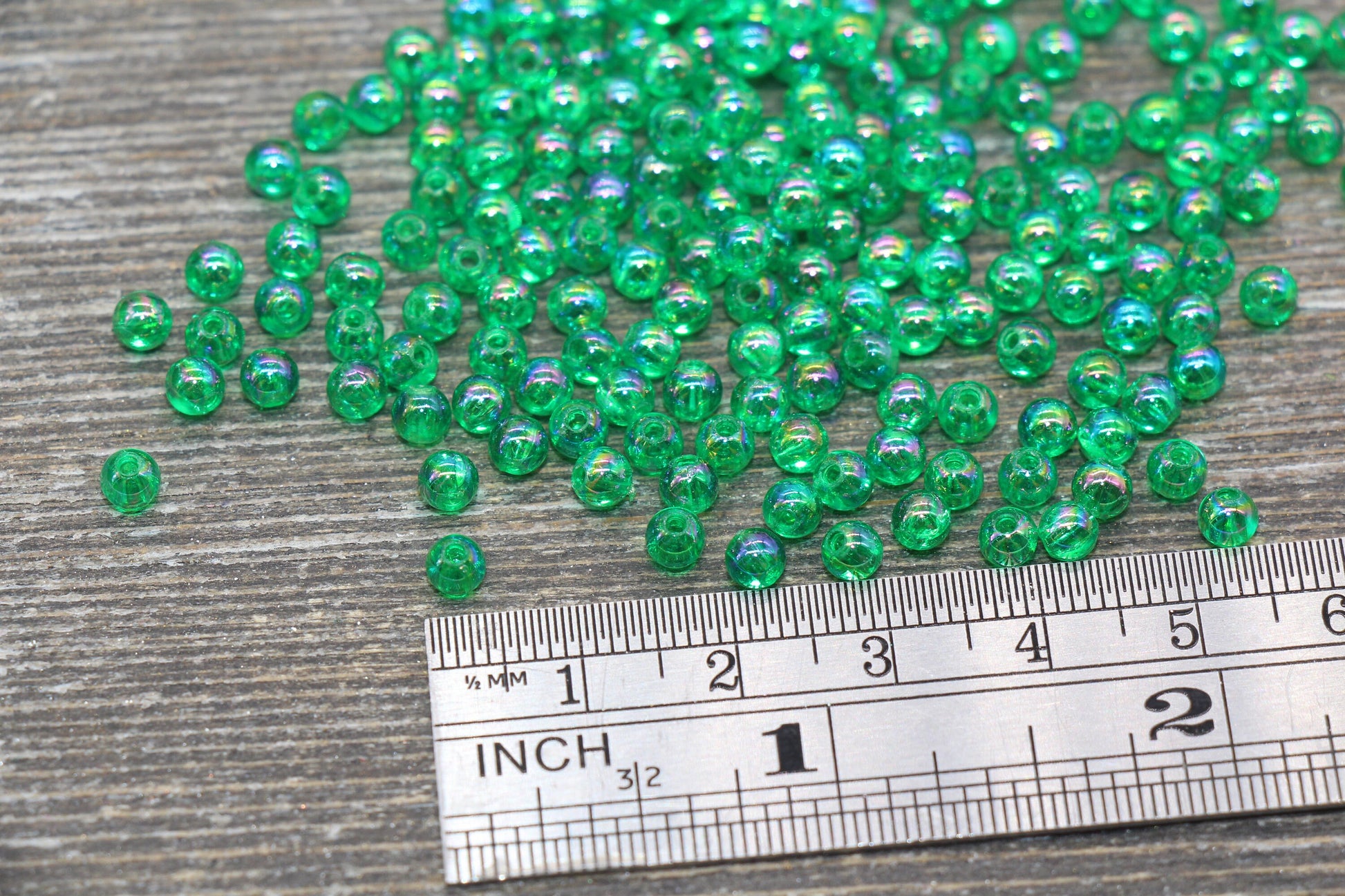 4mm Green AB Round Beads, Iridescent Acrylic Gumball Beads, Transparent Round Spacer Beads, Bubblegum Beads, Plastic Round Bead #2216