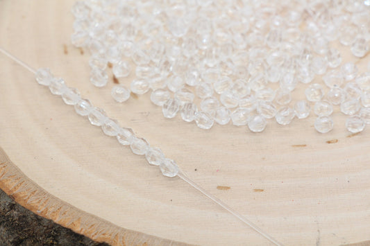 4mm Clear Faceted Beads, Transparent Faceted Acrylic Gumball Beads, Clear Faceted Spacer Beads, Bubblegum Beads #2226