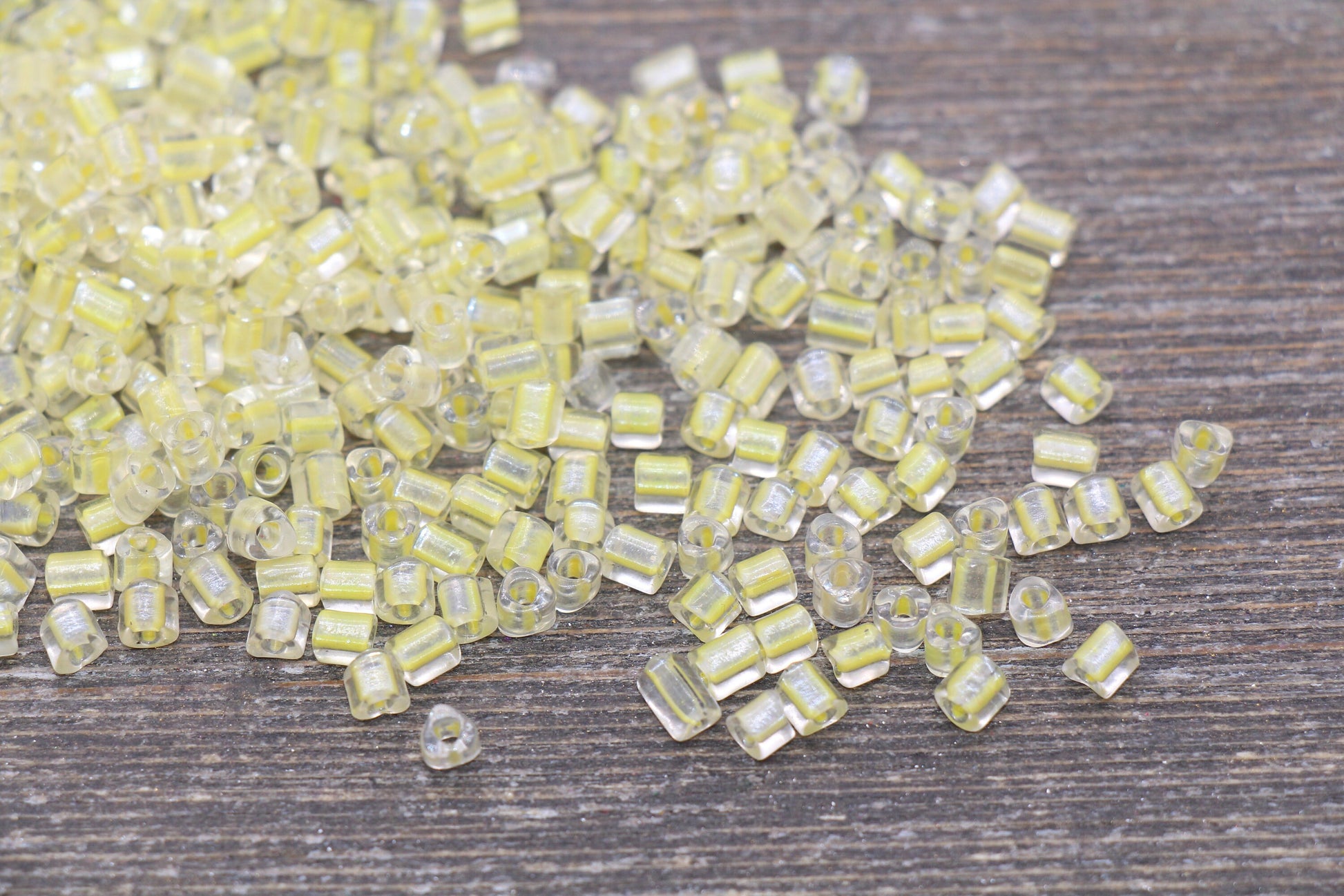 Triangle Shape Glass Seed Beads, 4mm 6/0 Glass Round Seed Beads, Yellow Lining Glass Beads, Beading Supplies #2233