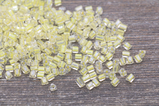 Triangle Shape Glass Seed Beads, 4mm 6/0 Glass Round Seed Beads, Yellow Lining Glass Beads, Beading Supplies #2233