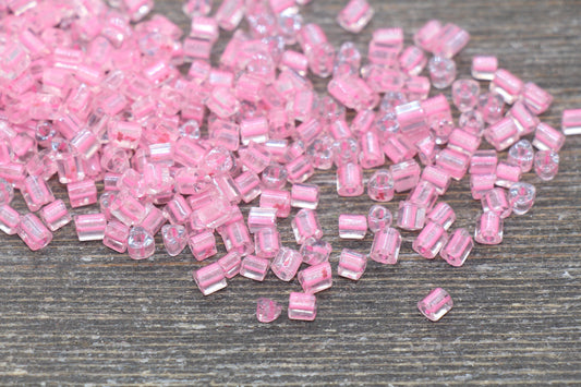 Triangle Shape Glass Seed Beads, 4mm 6/0 Glass Round Seed Beads, Pink Lining Glass Beads, Beading Supplies #2235
