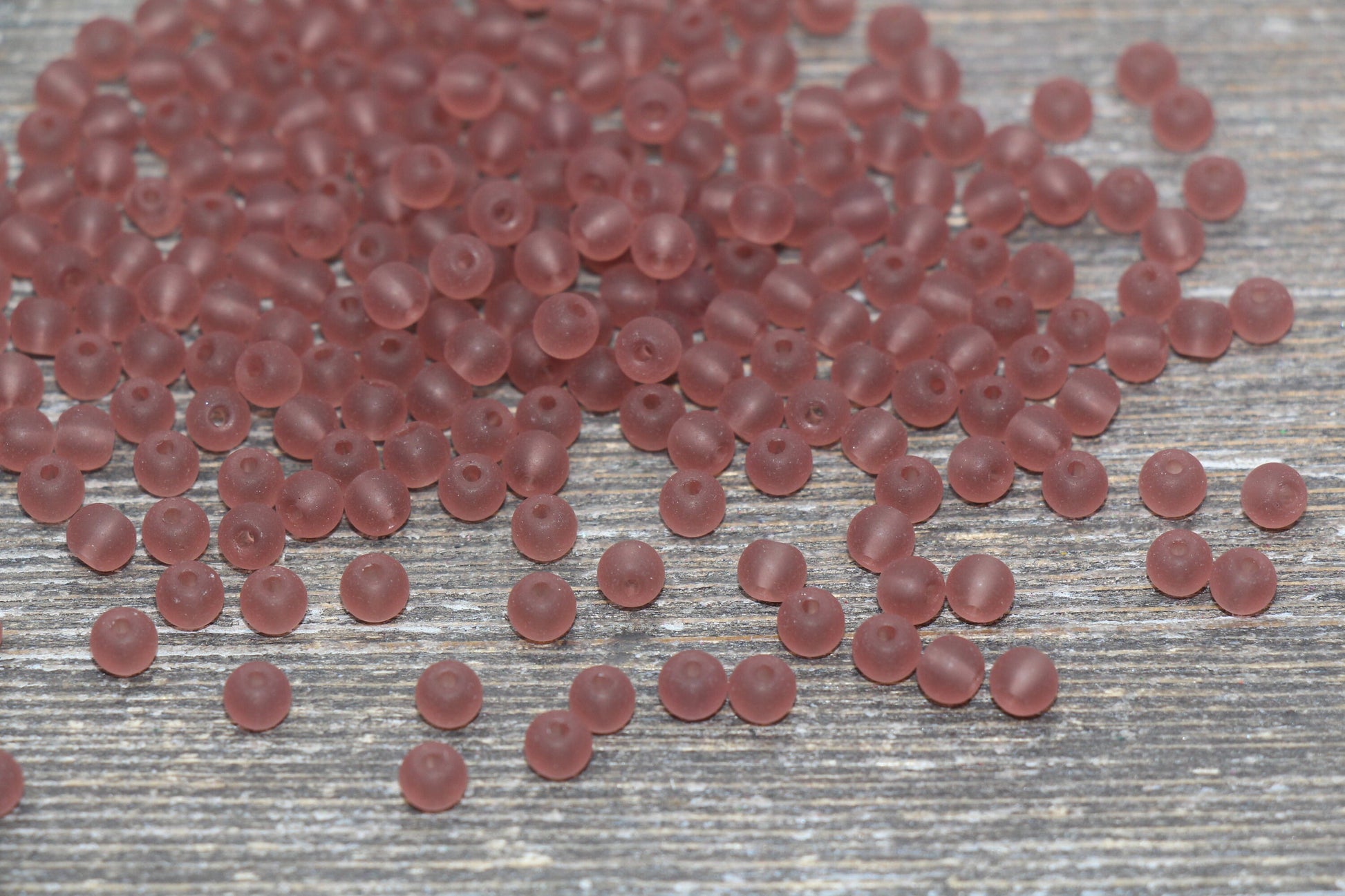 Round Matte Transparent Glass Beads, 4mm Glass Round Seed Beads, Frosted Trans Seed Beads, Beading Supplies #2156
