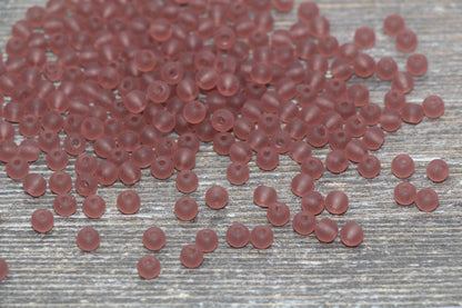 Round Matte Transparent Glass Beads, 4mm Glass Round Seed Beads, Frosted Trans Seed Beads, Beading Supplies #2156