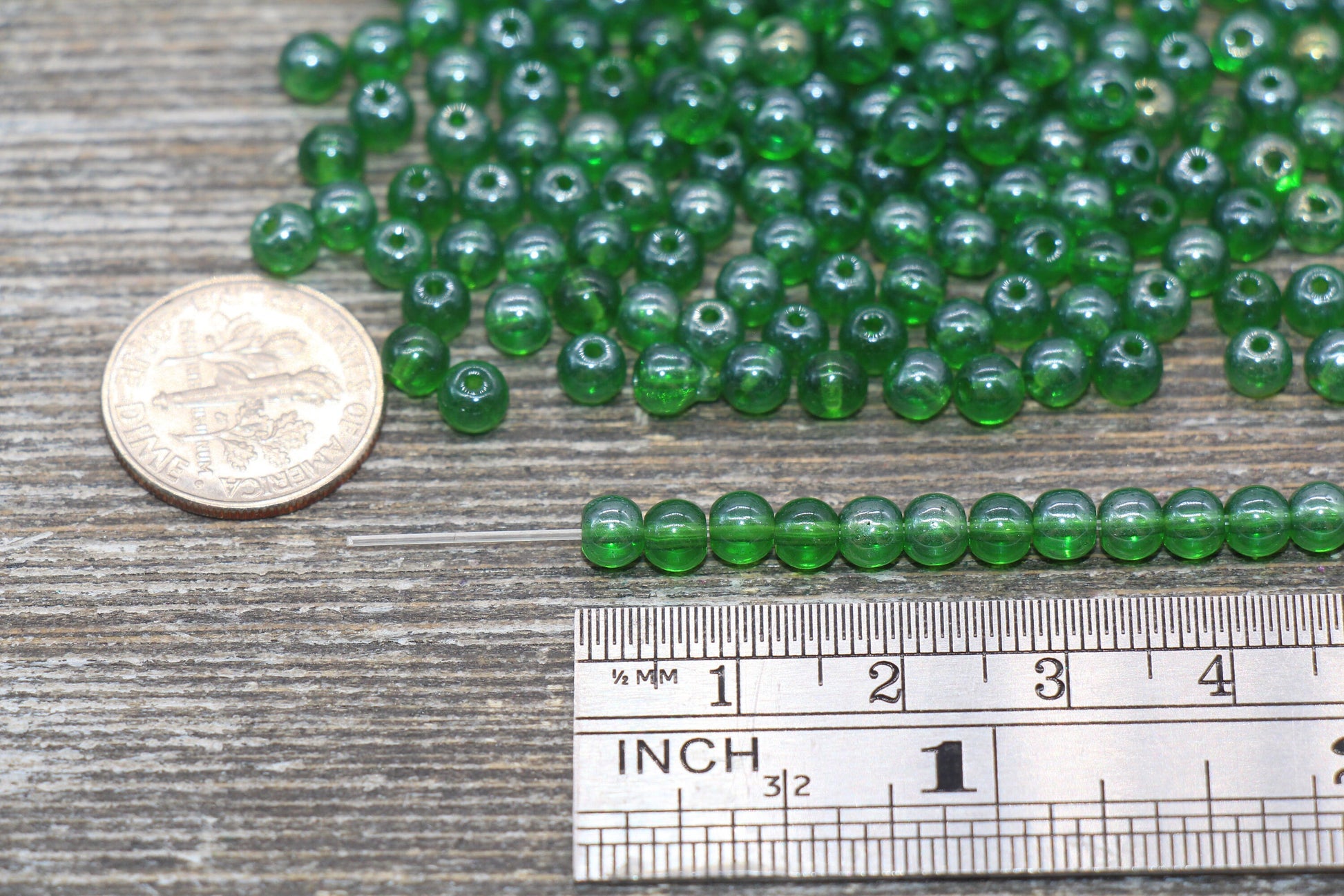 Round Transparent Green Glass Beads, 4mm Glass Round Seed Beads, Glossy Green Seed Beads, Beading Supplies #2170