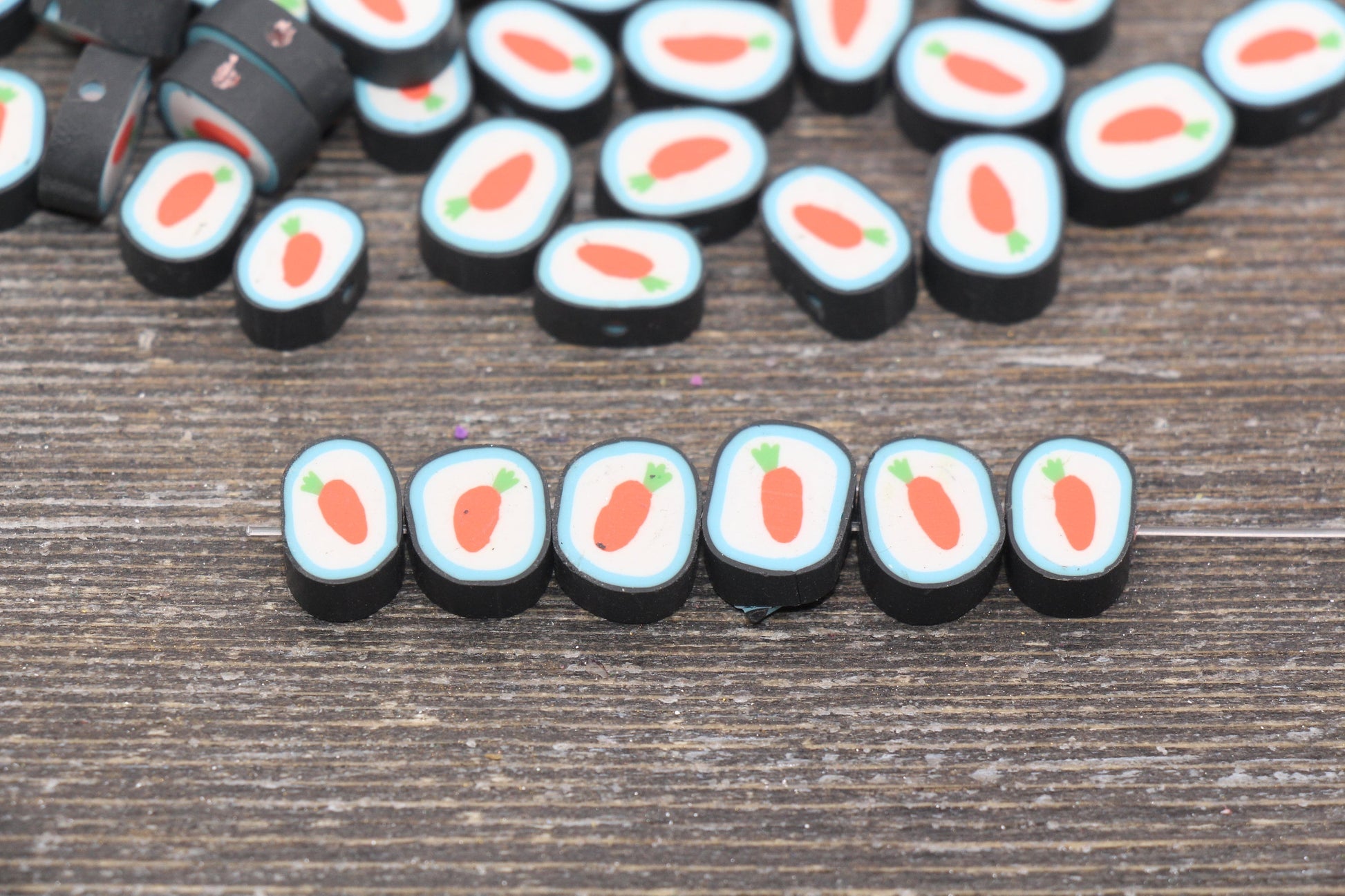 Carrot Polymer Clay Beads, Cute Carrot Clay Beads, Jewelry Beads, Beads for Bracelet #80
