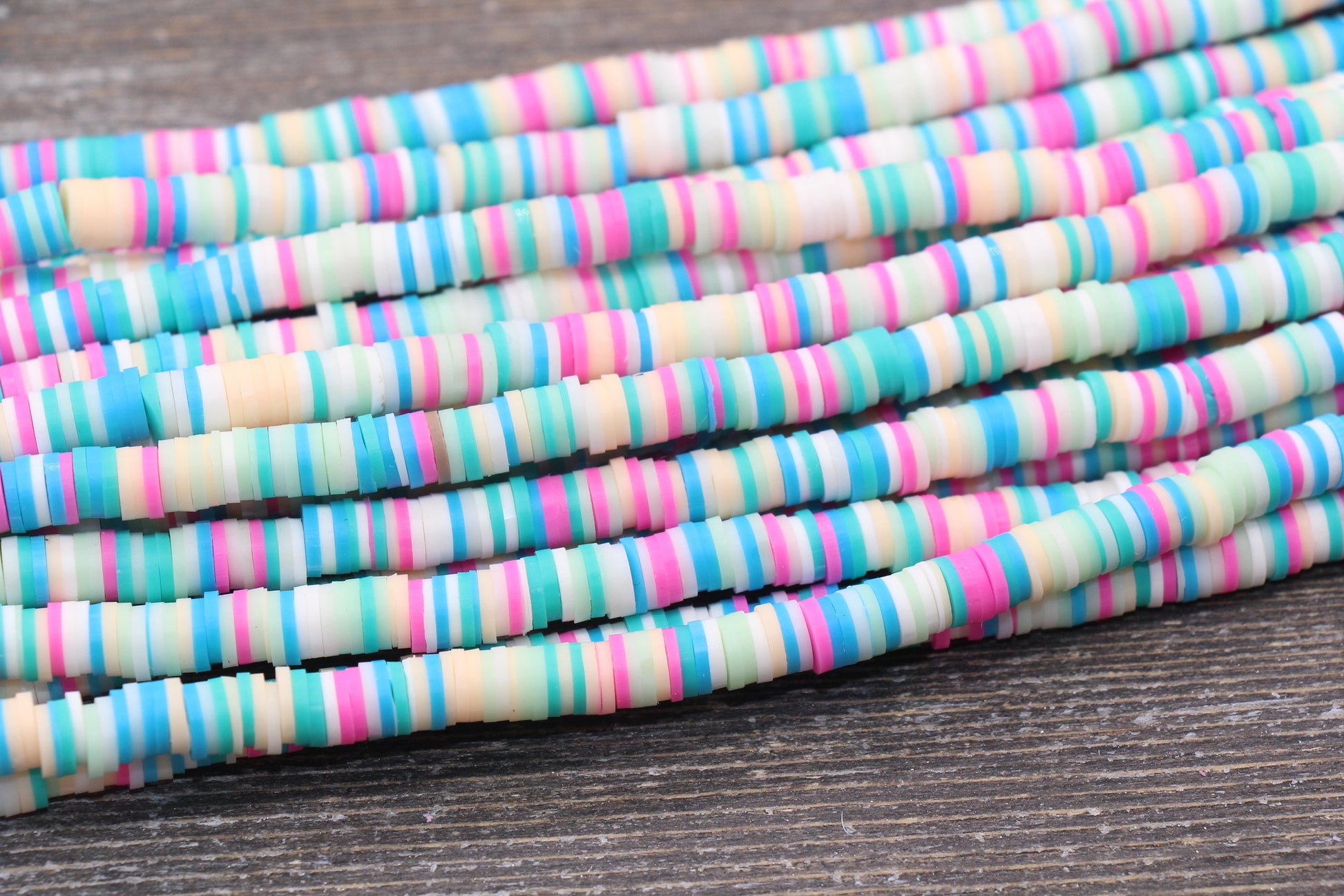 6mm Multicolored Polymer Clay Disc Beads, Mixed Color Heishi Beads, African Disc Beads, Vinyl Heishi, 16 inch Strand #294