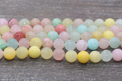 Multicolor Jade Beads, Rainbow Jade Smooth Gemstone Round Loose Beads, Sizes 4mm 6mm 8mm 10mm 12mm, #242
