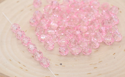 8mm Pink Transparent Faceted Beads, Hexagon Faceted Acrylic Loose Beads, Bubblegum Beads, Chunky Beads, Crystal Look Beads #2203