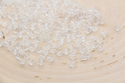 4mm Clear Faceted Beads, Transparent Faceted Acrylic Gumball Beads, Clear Faceted Spacer Beads, Bubblegum Beads #2226