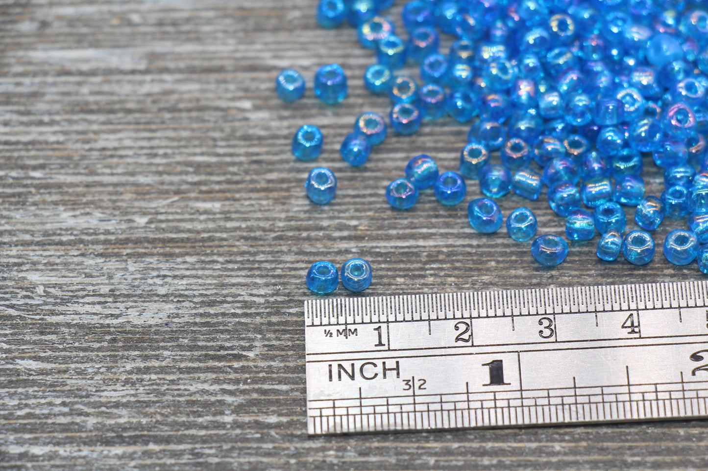 Transparent Iridescent Glass Seed Beads, 4mm 6/0 Glass Round Seed Beads, Blue AB Trans Seed Beads, Rocailles Beads, Beading Supplies #2255
