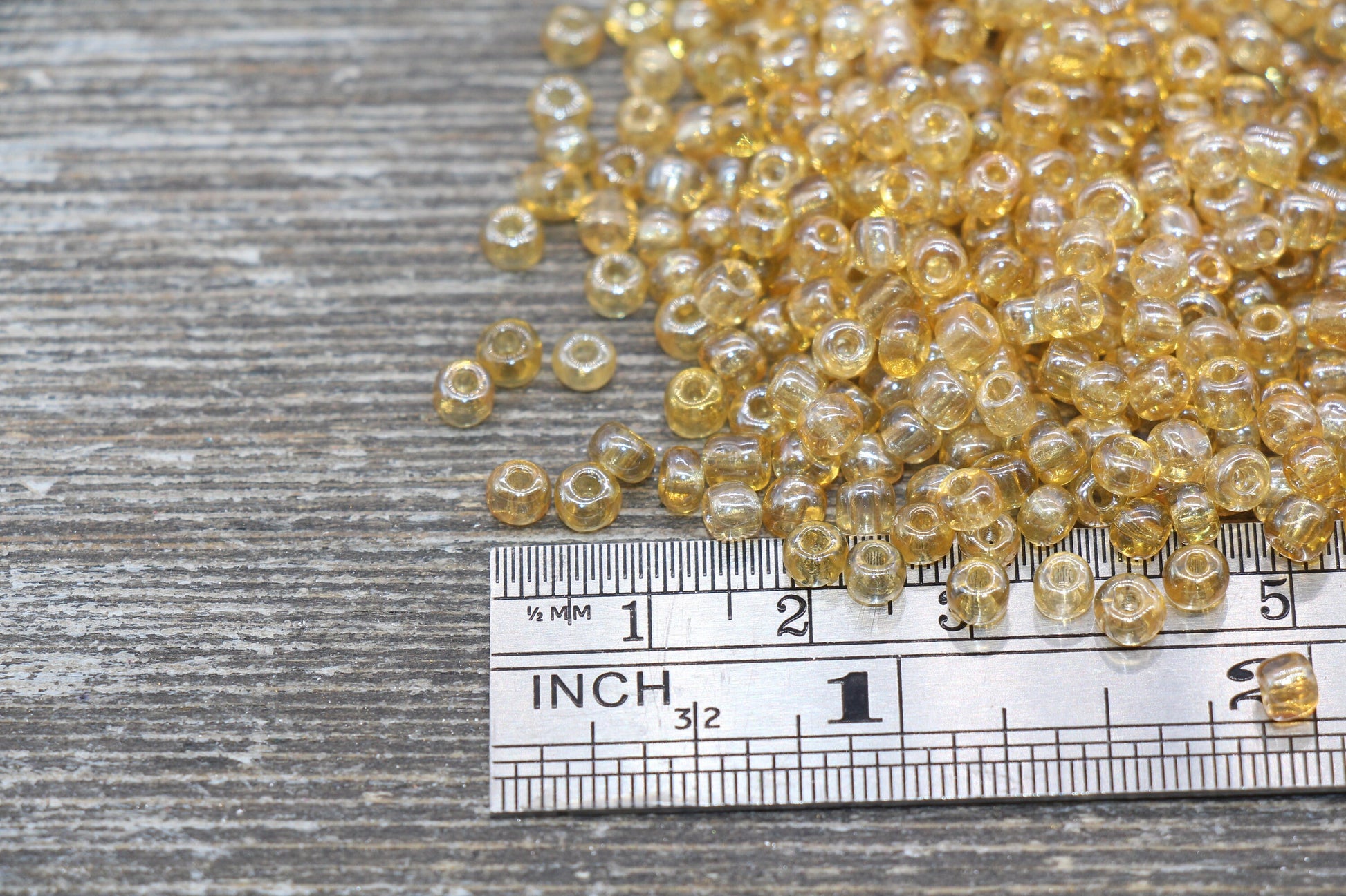 Glossy Transparent Glass Seed Beads, 4mm 6/0 Glass Round Seed Beads, Gold Trans Seed Beads, Rocailles Beads, Beading Supplies #1129