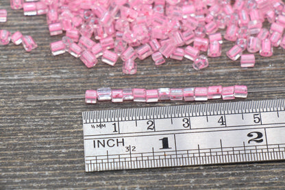 Triangle Shape Glass Seed Beads, 4mm 6/0 Glass Round Seed Beads, Pink Lining Glass Beads, Beading Supplies #2235
